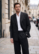 Men's Black Pinstripe Oversized Suit - 0004
