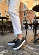 Men's Casual Black White Loafers - 0241