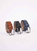Men's 3-Pack Casual Belt Set - Black, Brown & Navy Blue