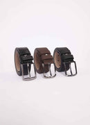Men's 3-Pack Casual Belt Set - Brown , Black & Navy Blue