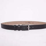 Black men's casual belt with silver buckle and textured strap