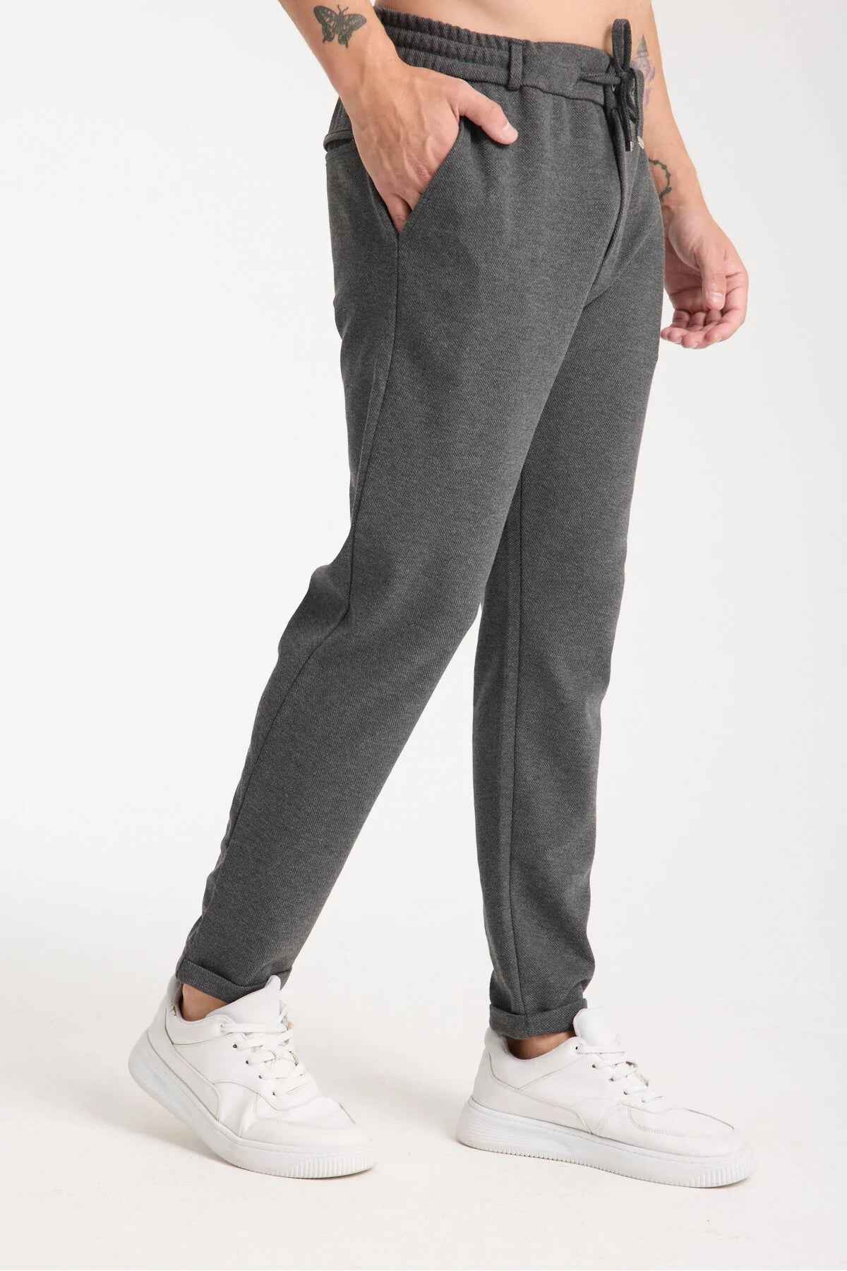 Men's Kaphone anthracite sweatpants, drawstring waist, tapered legs