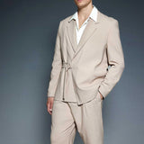 Men's Beige Belted Oversized Suit - OTE