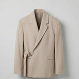 Men's Beige Belted Oversized Suit - OTE