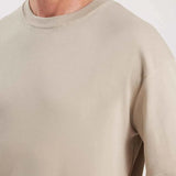Beige oversize T-shirt crew neck with short sleeves, front detail