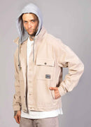 Men's Beige Oversized Denim Jacket - LTC