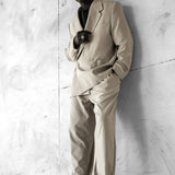 Men's Beige Oversized Suit - 0001