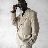 Men's Beige Oversized Suit - 0001