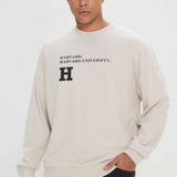 Beige oversized sweatshirt with Harvard chest logo