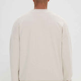 Beige oversized sweatshirt, back view with no print