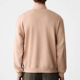Men's beige BAXTER stand-collar sweatshirt, relaxed back view
