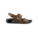 Men's RJ beige sandals with adjustable buckle strap and cushioned footbed