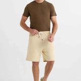 Men's light beige shorts with drawstring waist and two side pockets