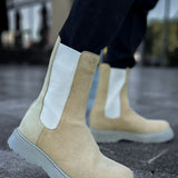 Men's Beige Suede Boots - 223