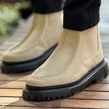 Men's Beige Suede Boots - 2433