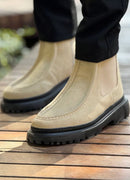 Men's Beige Suede Boots - 2433