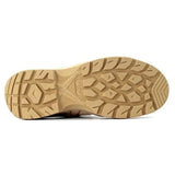 Beige shoe outsole with deep tread pattern