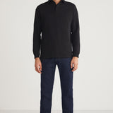 Men's black zip-up sweatshirt with ribbed cuffs and waistband, JOHN