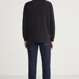 Men's black zip-up sweatshirt, back view with stand collar, JOHN