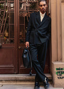 Men's Black Belted Oversized Suit - OTE