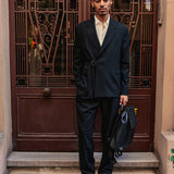 Men's Black Belted Oversized Suit - OTE
