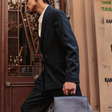 Men's Black Belted Oversized Suit - OTE
