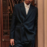 Men's Black Belted Oversized Suit - OTE