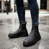 Men's black Chelsea boots, side elastic gore and thick rubber sole