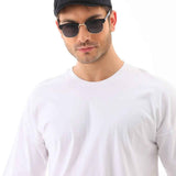 Men's black flat cap with subtle panel stitching