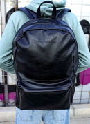 Men's Black Leather Backpack - CNT006