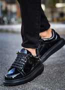 Men's Black Patent Leather Sneakers - Apollo