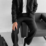 Men's Black Pinstripe Oversized Suit - 0003