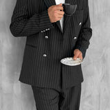 Men's Black Pinstripe Oversized Suit - 0003