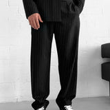 Men's Black Pinstripe Oversized Suit - 0003