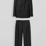 Men's Black Pinstripe Oversized Suit - 0004