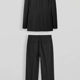 Men's Black Pinstripe Oversized Suit - 0004