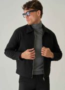 Men's Black Regular Fit Jacket - Bossago