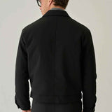 Men's black jacket back view with zip-up yoke and full sleeves