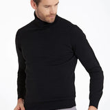 Men's Black Regular Fit Knit Sweater - HTU