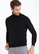 Men's Black Regular Fit Knit Sweater - HTU
