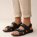 Men's black sandals with two adjustable straps and open toe, GZR