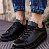 Men's Apollo black lace-up sneakers with rubber sole