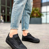 Men's Lix black sneakers with lace-up front and grippy rubber outsole