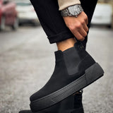Men's Black Suede Boots - 069