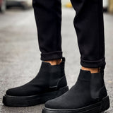 Men's Black Suede Boots - 069