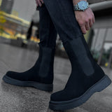 Men's Black Suede Boots - 223