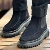 Men's Black Suede Boots - 2433