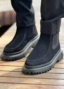Men's Black Suede Boots - 2433