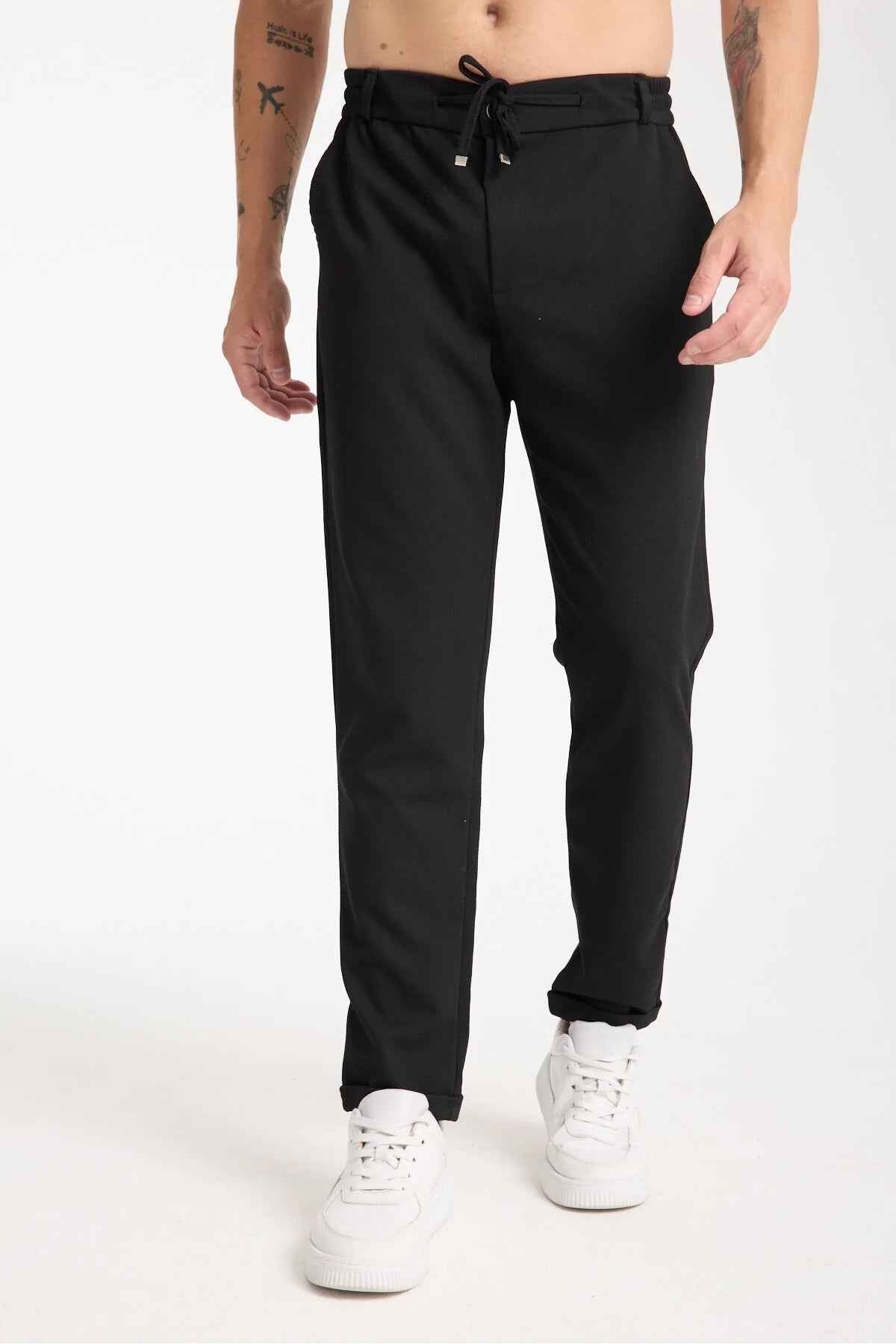 Kaphone men's black sweatpants with drawstring waist and side pockets