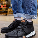 Men's Black White Boots - 057